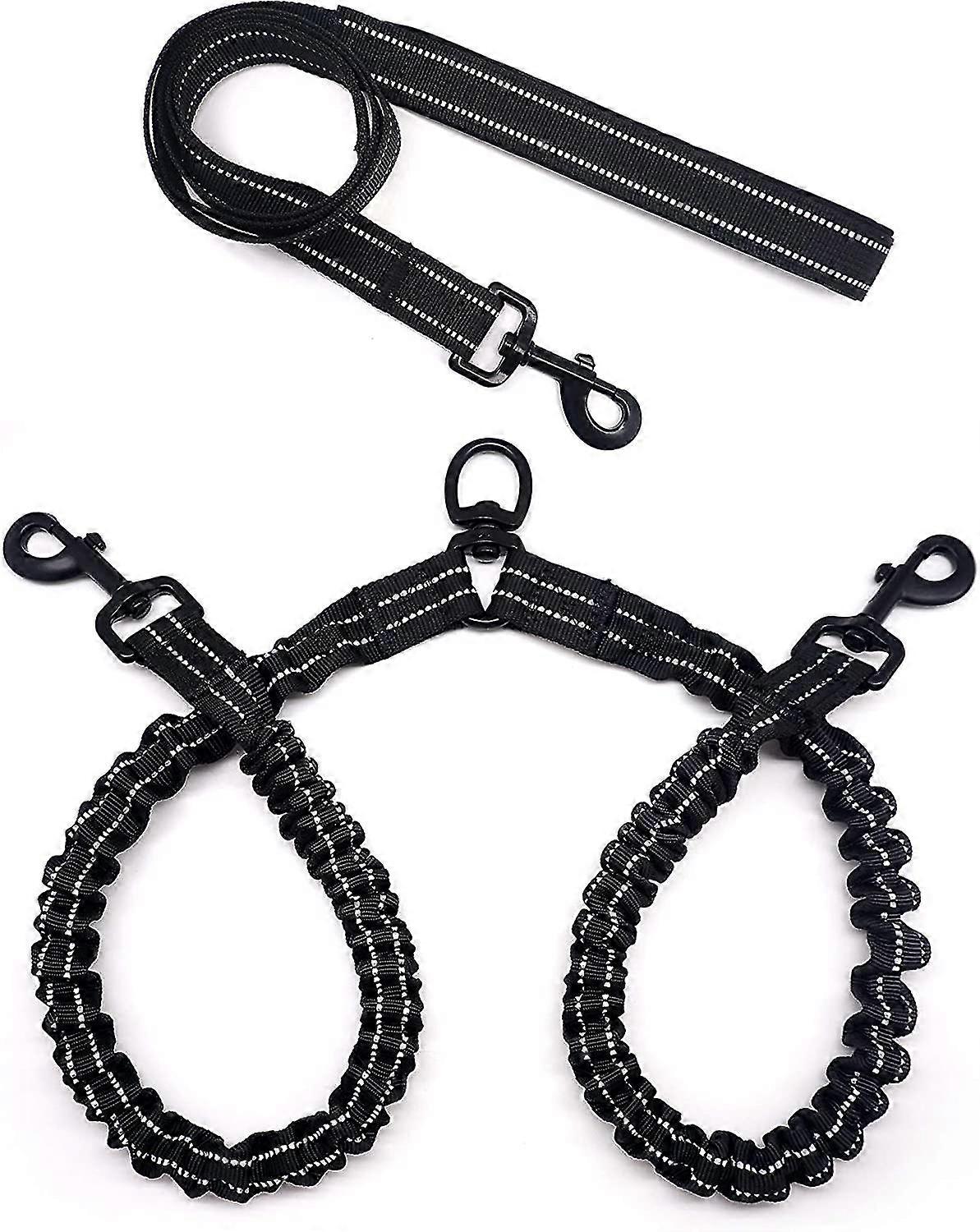 Bungee Dog Leash Splitter/coupler For Multiple Dogs, Stretchable Reflective Double Dog Leash