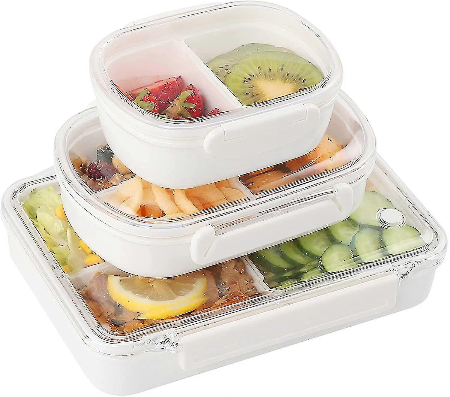 3 Pack Lunch Box, Meal Prep Containers, Reusable Large, Medium, Small, Food