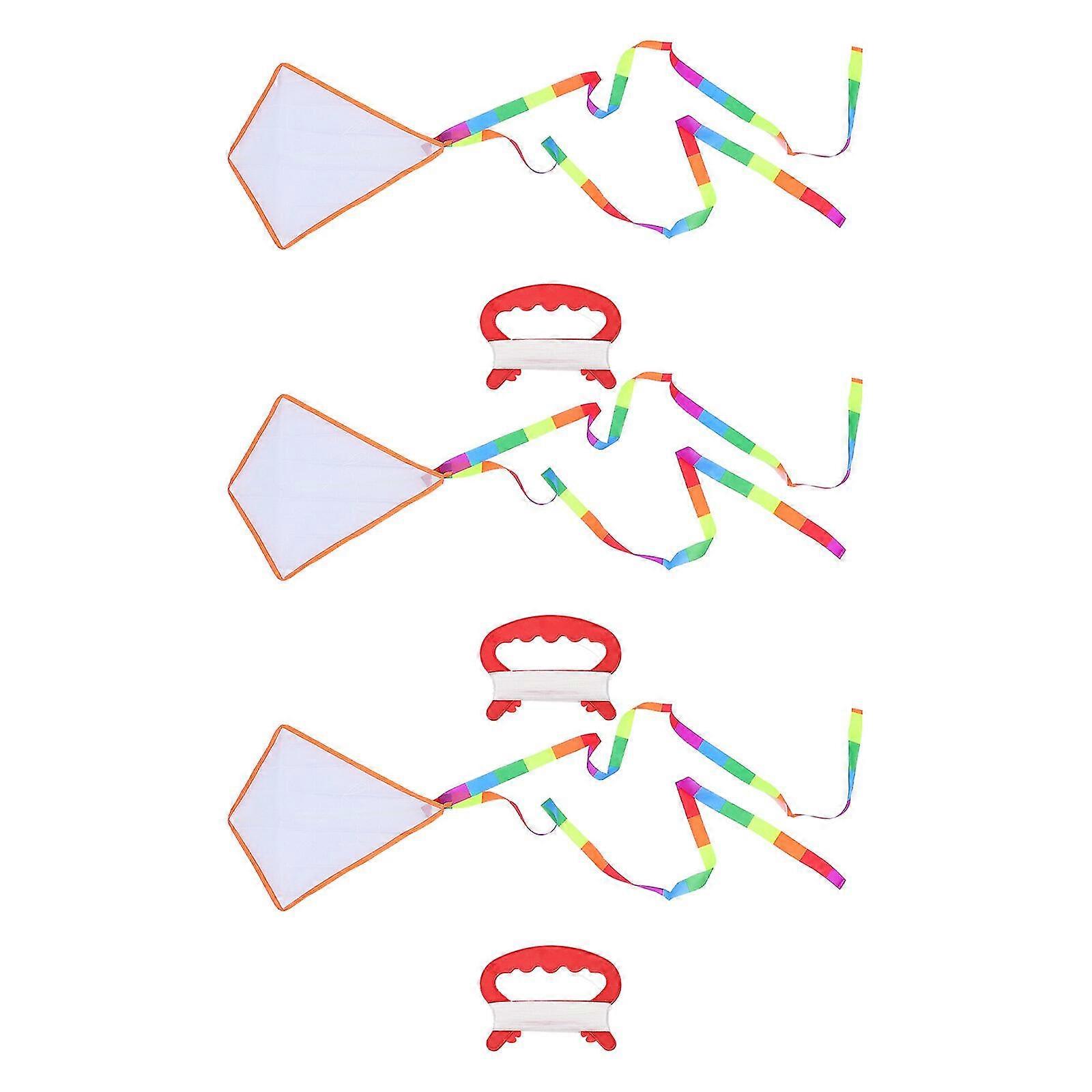 3 Sets Diy Coloring Kite Easy To Fly Kite Blank Long Tail Kites With Swivel Line