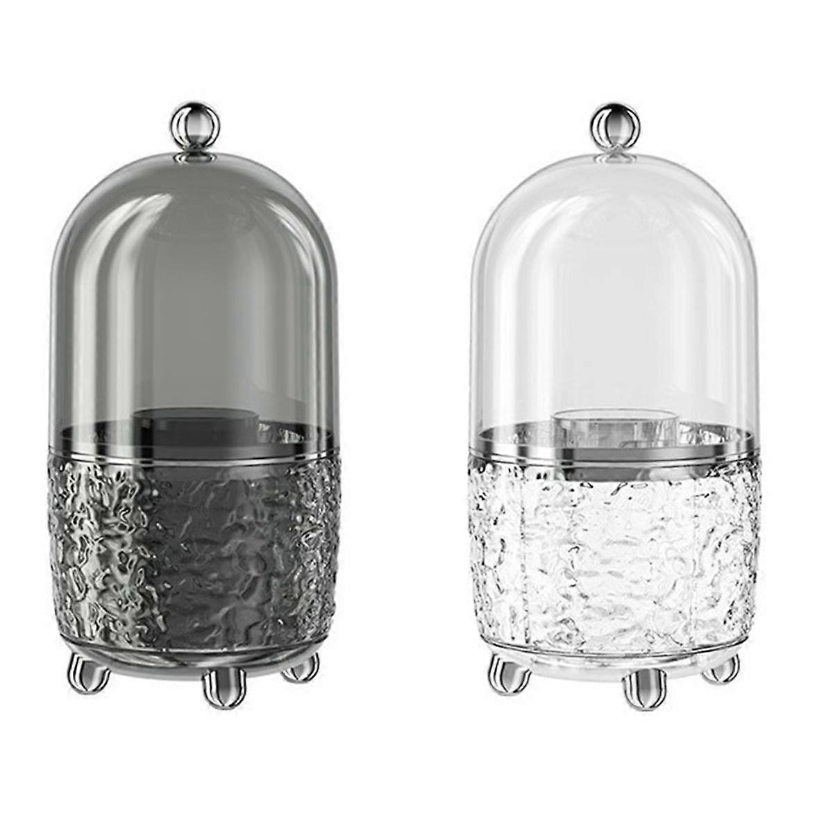 Makeup Brush Holder with Lid 360 Rotating Clear Dustproof Make Up Brushes Container for Vanity Desk