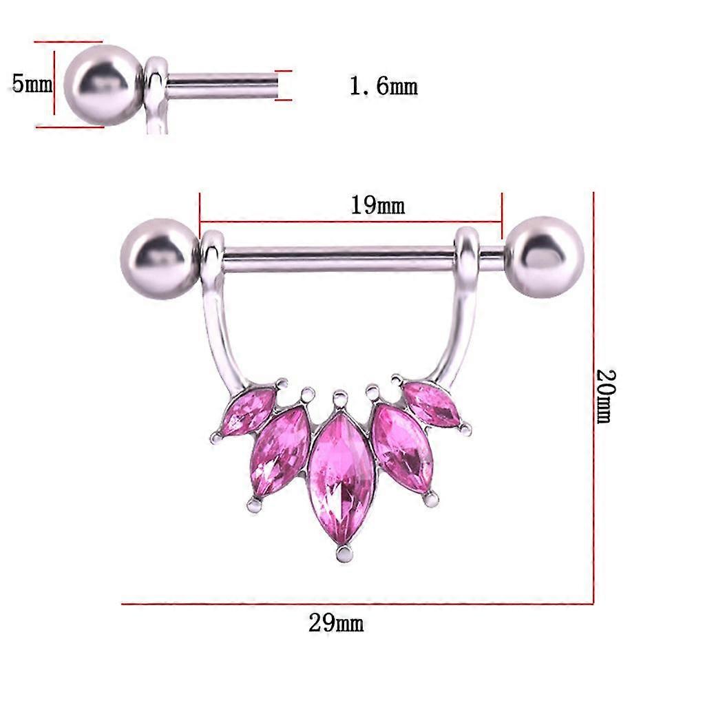 15x 2pcs Half Circle Pink Crystal   Stainless