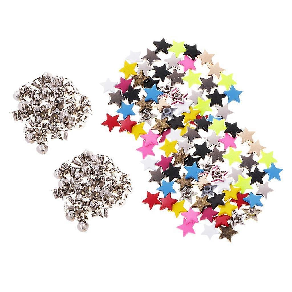 100 Sets Metal Star Pentagram Stud Rivet