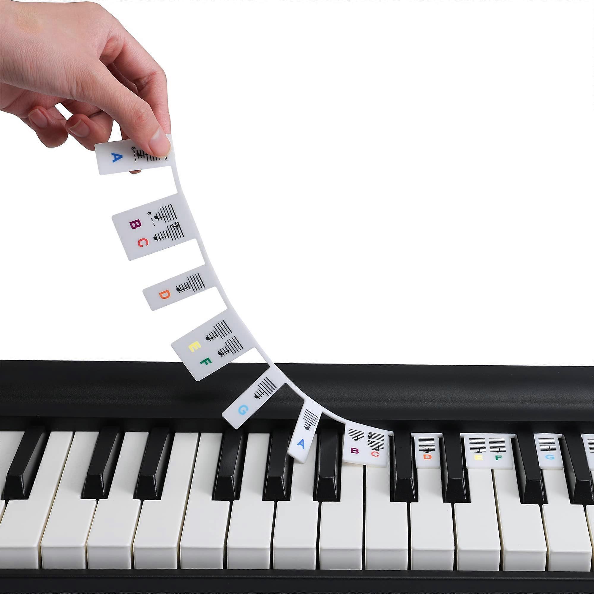 Piano Keyboard Note Guides - Removable Piano Keyboard Note Labels 88/61/54/49/37 Keys for Beginners, No Need Stickers, Reusable & Portable, Comes with