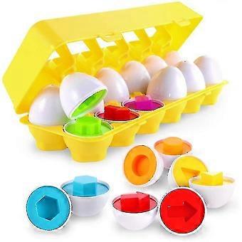 Matchende påskeæg, 12 pakker Learning Toys Gave til Førskole spil Pædagogiske Color Shape Anerkendelse