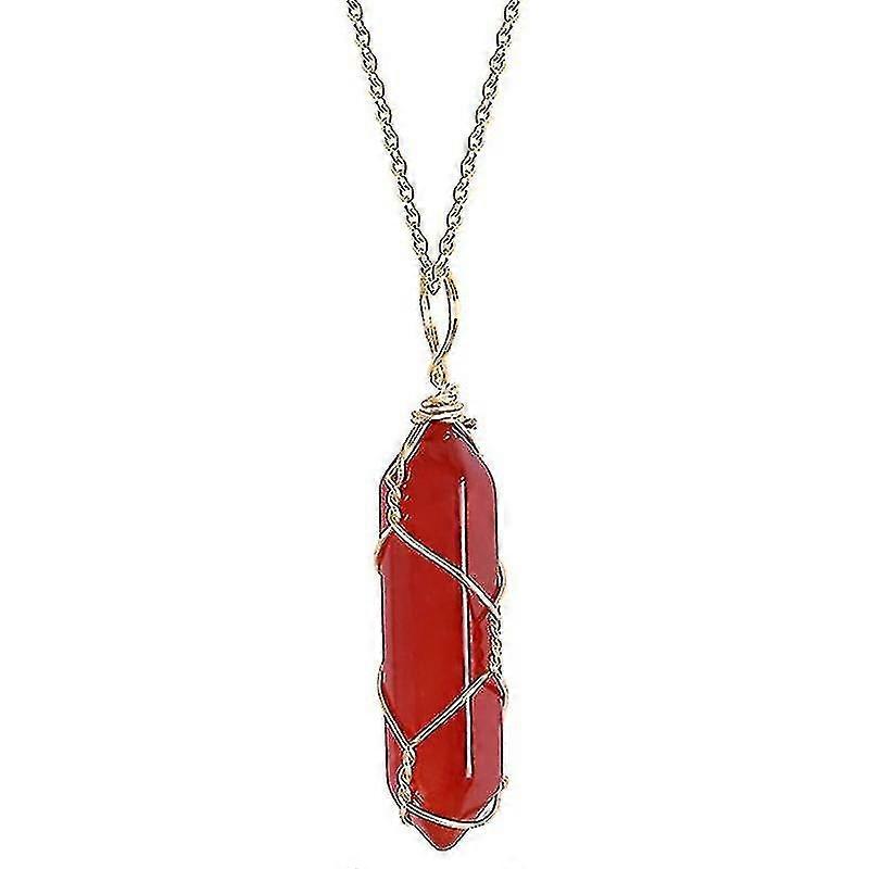 Pendentif en agate rouge naturel Prisme hexagonal Bijoux Décoration Collier de cornaline