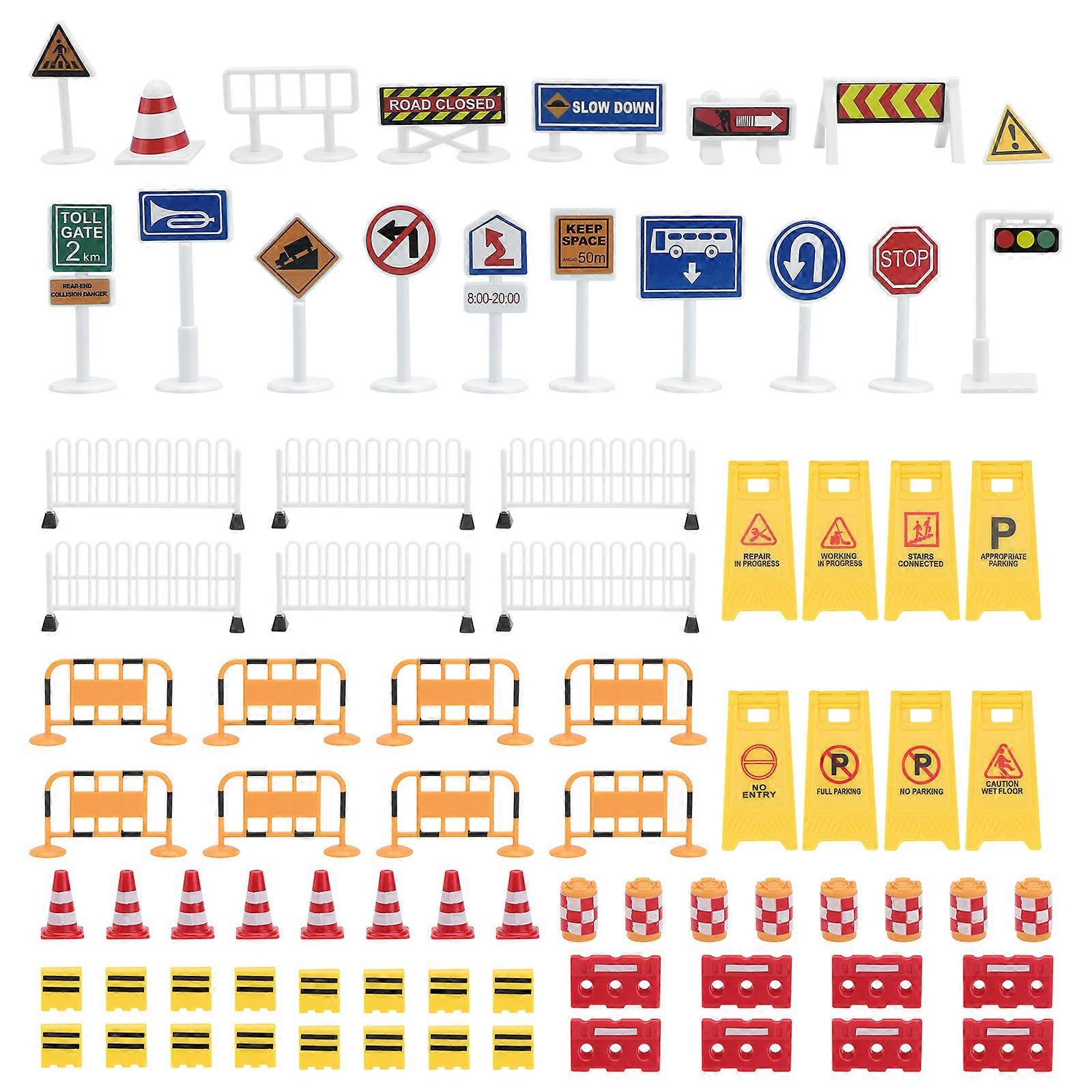 1 Set Simulated Traffic Barrier Signs Warning Roadblock Children Road Sign Toy