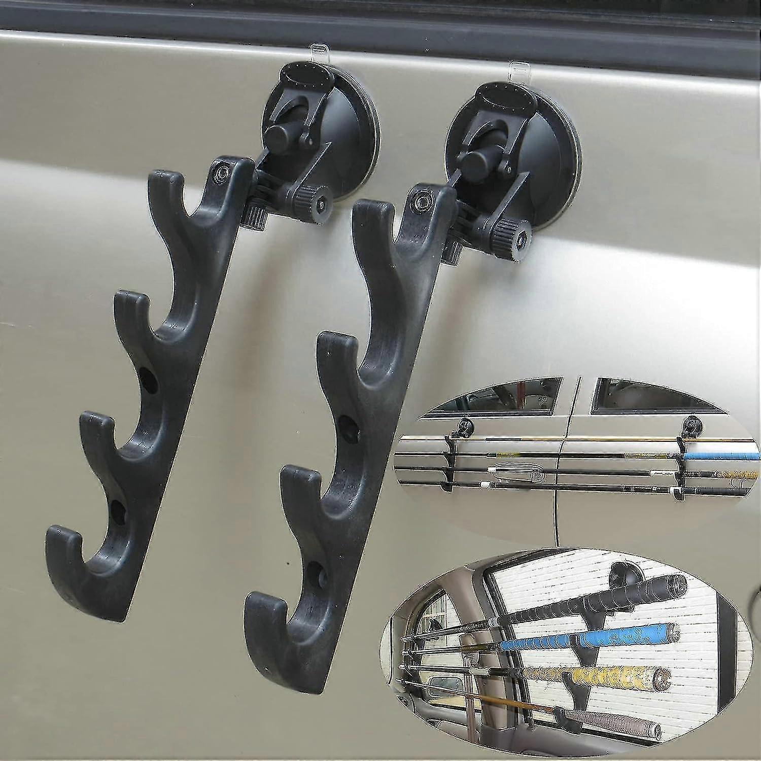 Adjustable Horizontal Fishing Rod Storage Rack with Suction Cups for Vehicle Car/Truck/SUV/Boat/Smooth Glass Holds 4 Fishing Rods Easy to Install and-
