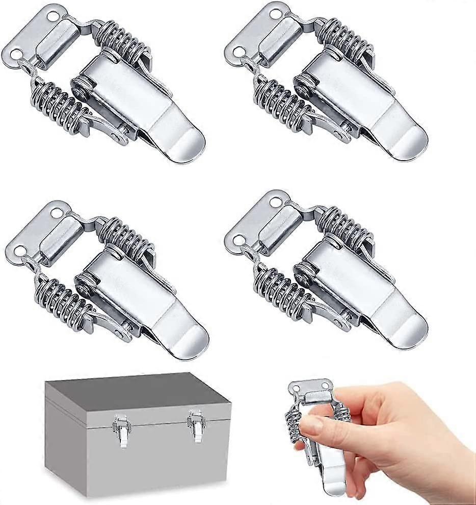 4 PCS Stainless Steel Spring Lever Latch Tension Latch Toggle Tension Latch Box Latch Lever Lock for Suitcase, Drawer Tool Box Medical Box