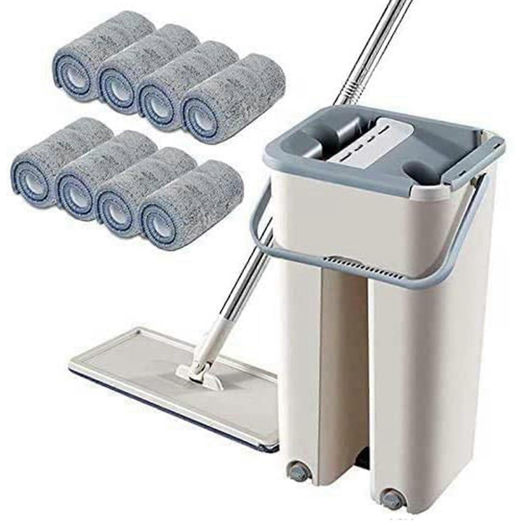 Floor Rotation Telescopic Handle Self-cleaning Flat Mop With Microfibre Pads And Cleaning Bucket