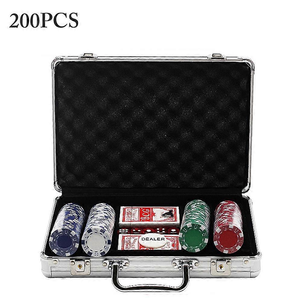 德州扑克筹码套装 100/200/300 件赌场扑克筹码带铝壳百家乐二十一点扑克质量粘土筹码硬币