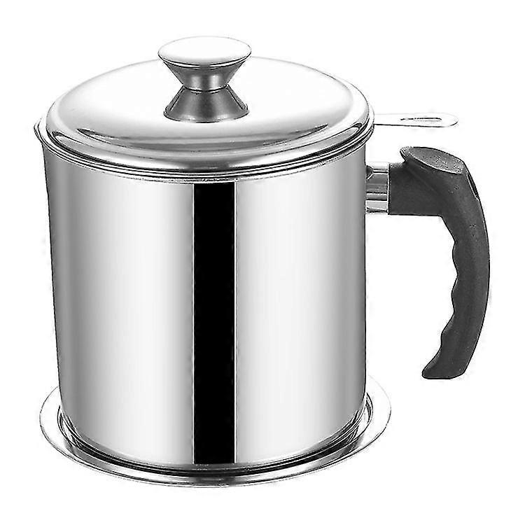 Oil Strainer Pot Grease Can Stainless Steel Grease Container Oil Storage Can With Removable Filter Lid(1pc, Silver)