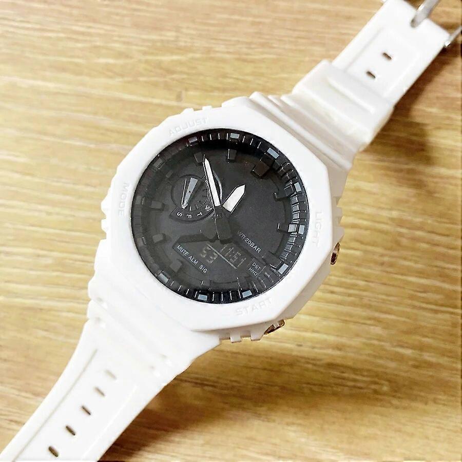 Fuldt udstyret armbåndsur LED dobbelt skærm Mænd Kvinder Pigesport Elektronisk analog digital damer Vandtæt ur 03