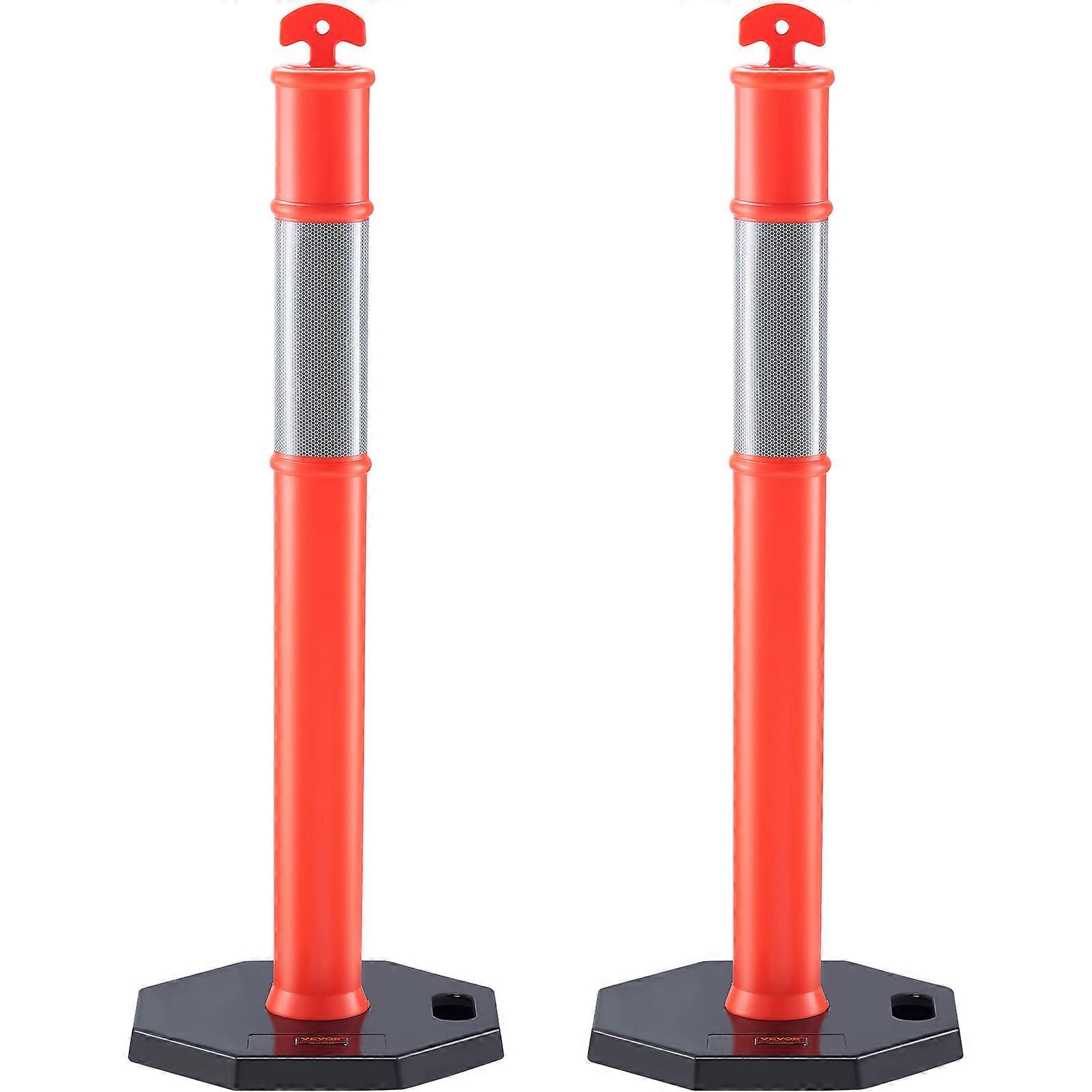 Cones de Poste Delineador de Tráfego, Pacote com 2, Barreira Delineadora de Segurança no Trânsito com Base de Borracha de 16,93 x 16,93 pol.