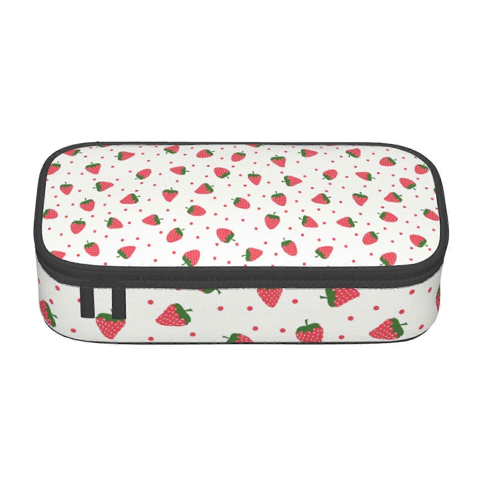 Kawaii الفراولة طباعة مقلم رصاص حقيبة كبيرة السعة قلم رصاص حقيبة ماكياج اللوازم المكتبية القرطاسية صندوق قلم رصاص مع سحاب 1