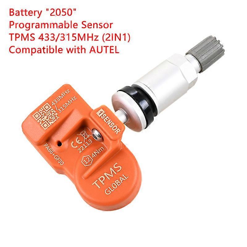 TPMS Programmierbarer Sensor 315 / 433MHz 2in1 Metallbatterie 2050 Reifendrucksensor Universal Unlimited Edit Kompatibel für AUTEL