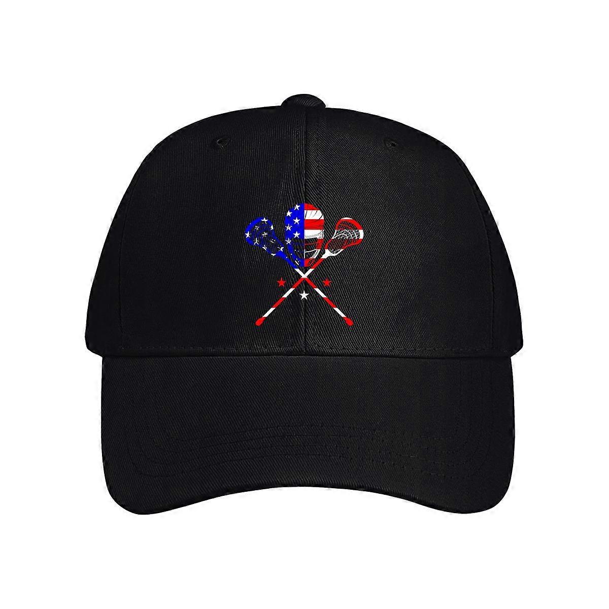 American Flag Lacrosse Player Baseball Cap