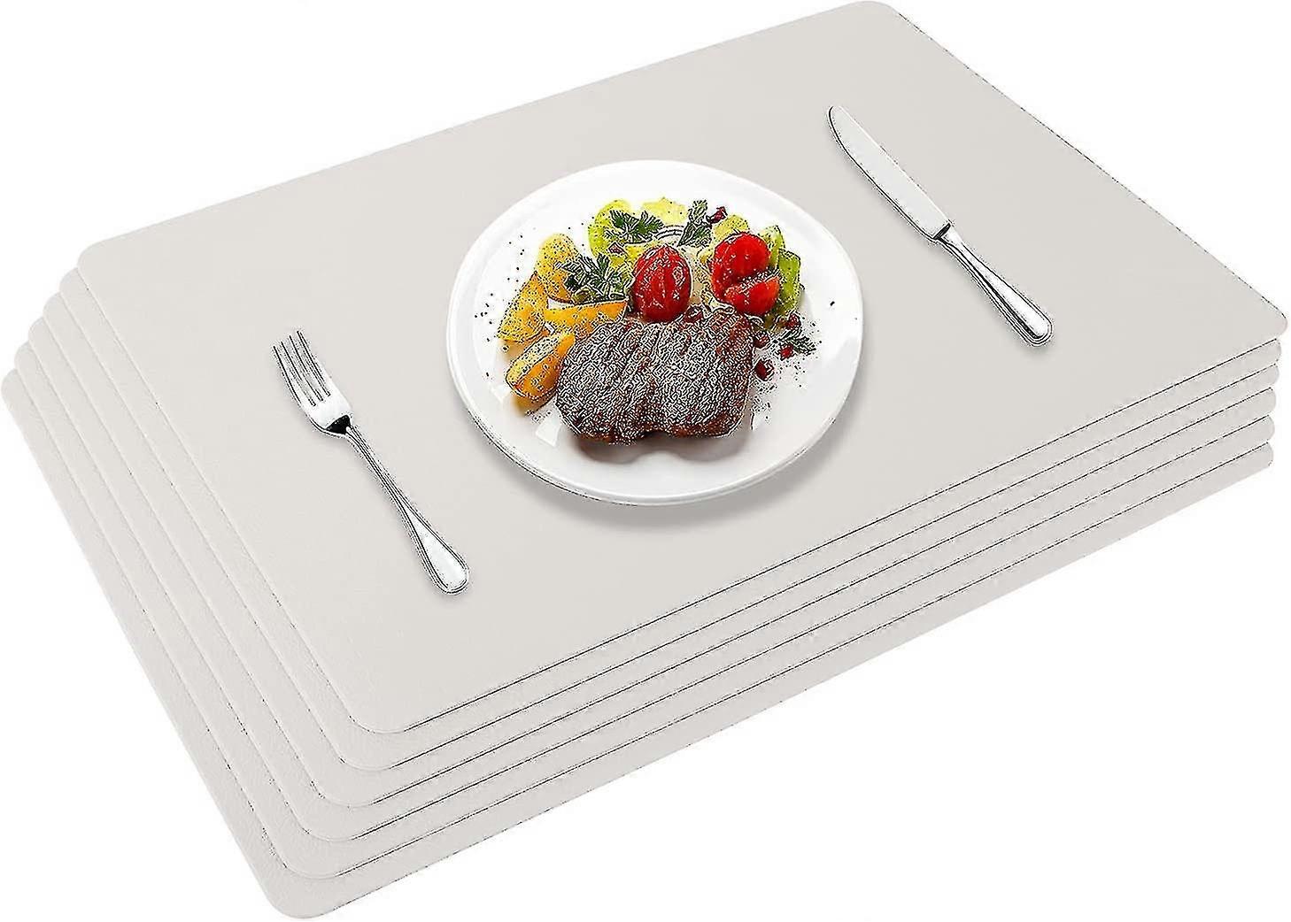 Sets de sets de table en cuir Pu de 6 tapis de table lavables sets de table imperméables 45x30cm, rouge