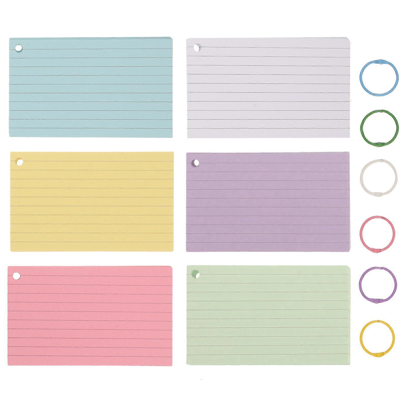 1 Set Index Cards with Rings Study Flash Cards Single Hole Punched Flashcards Studying Note Card