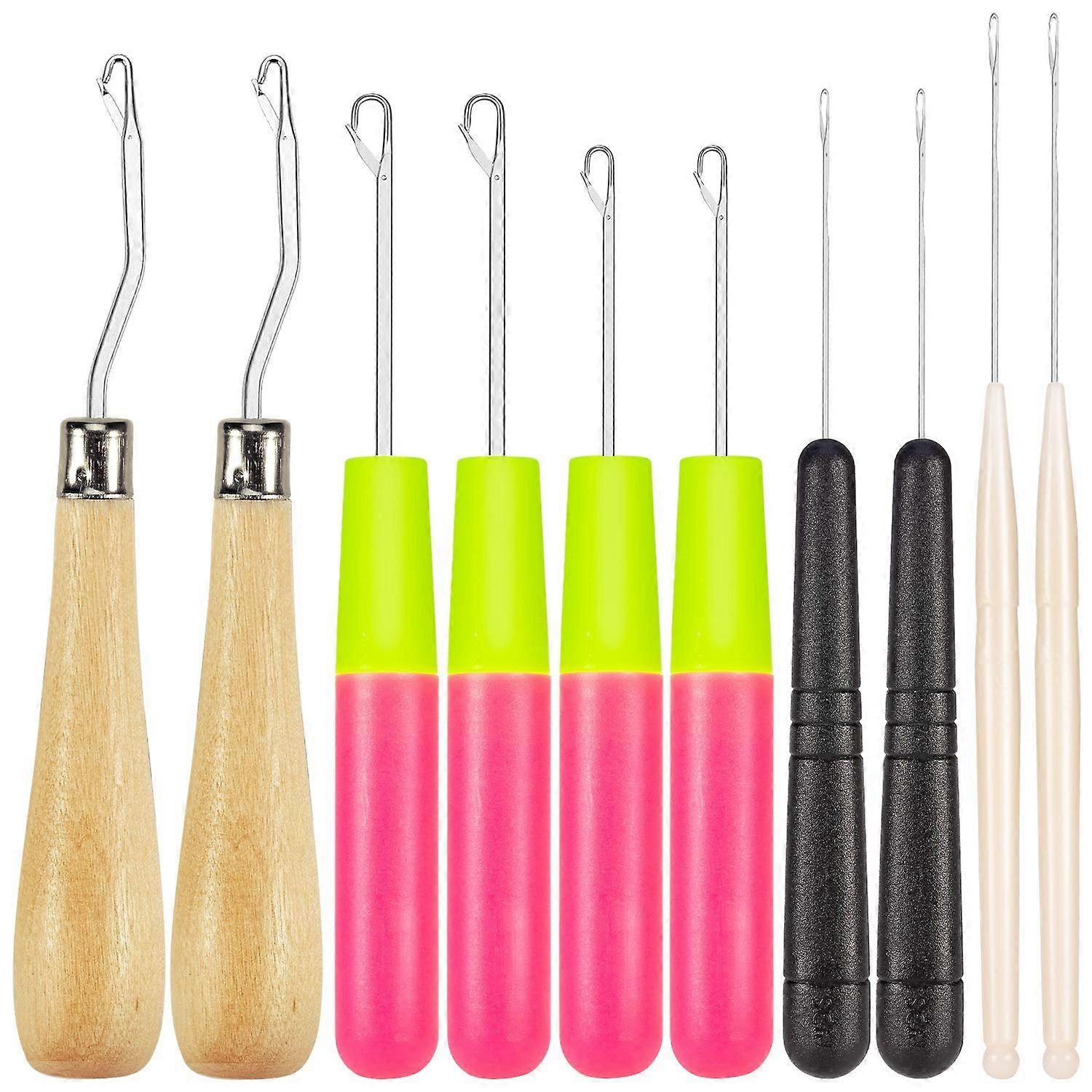 Bent Latch Hook Crochet Needle Hook, Include Wooden Bent Latch Hook Plastic Curl Crochet Needle for