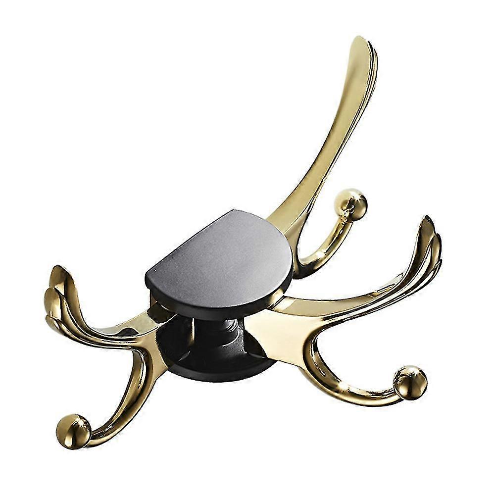 Bathroom Hook, Towel Hook, Seamless Rotating Coat Hook (Gold)
