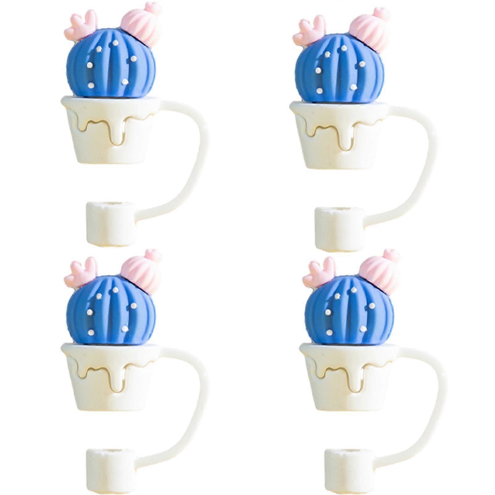 4pcs Home Portable Dust Proof Cute Silicone Funny Splashproof Straw Covers Caps