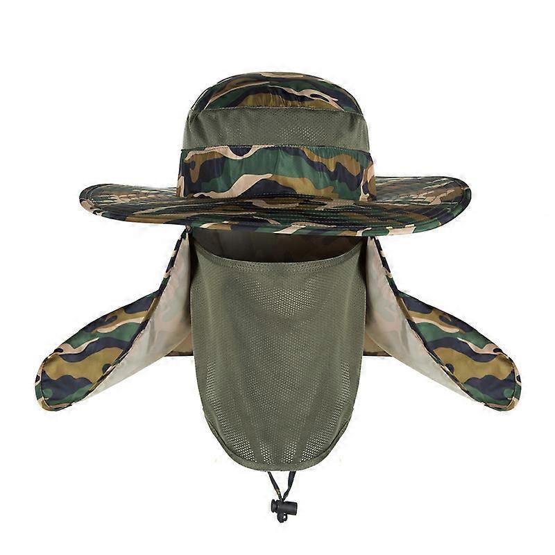 Unisex Fishing Bucket Hats Neck Flap Face Protector Mask Wide Brim Sun Cap