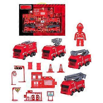 Kids Fire Trucks Playset For Boys, Pull Back Cars Kid Fire Station Playset, Educational School Learning Toy Set Birthday 3+ Year Old Boy
