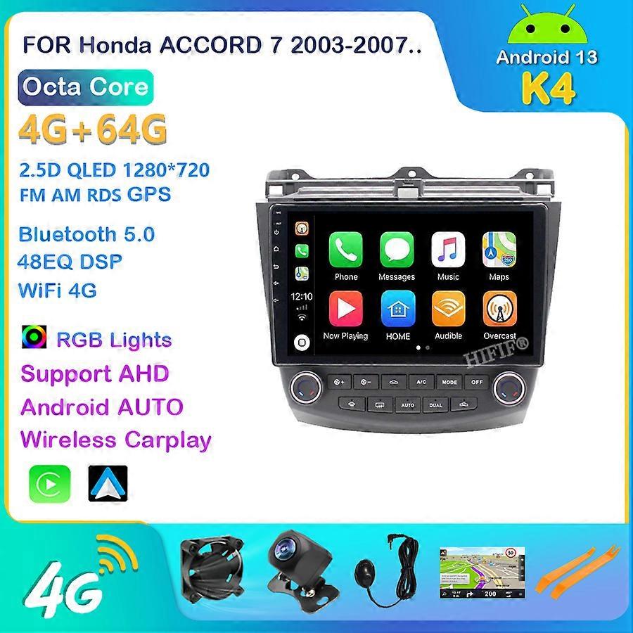 4G+64G Carplay DSP Android 13 4G Car Radio Multimedia Player For Honda Accord 7 2003-2007 Navigation GPS Auto 2 din no dvd