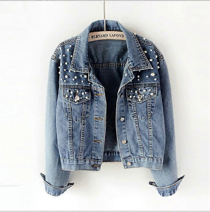 Women's Jean jacket pearl jacket with beads