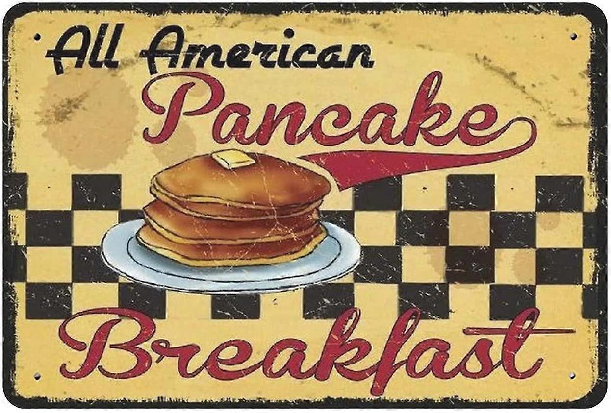 معدن القصدير تسجيل الإفطار لحم الخنزير البيض والخبز المحمص خمر القصدير ملصق علامة معدنية جدار الديكور مطبخ البلد المنزل ديكور المرآب 8 "x12"