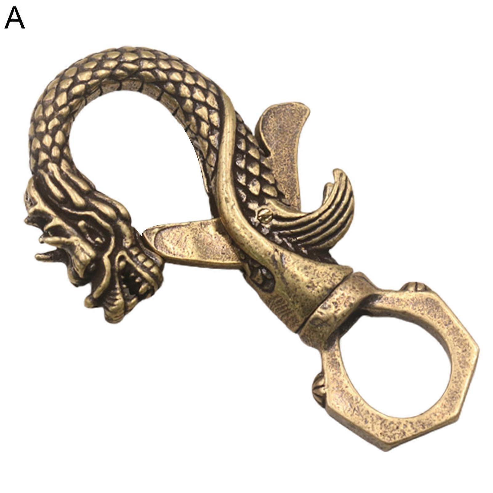 Practical Key Chain Fine Workmanship Brass Dragon Phoenix Shape Key Pendant for Daily