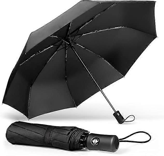 Classic Windproof Automatic Folding Compact One Button Auto Open Close Umbrella Black