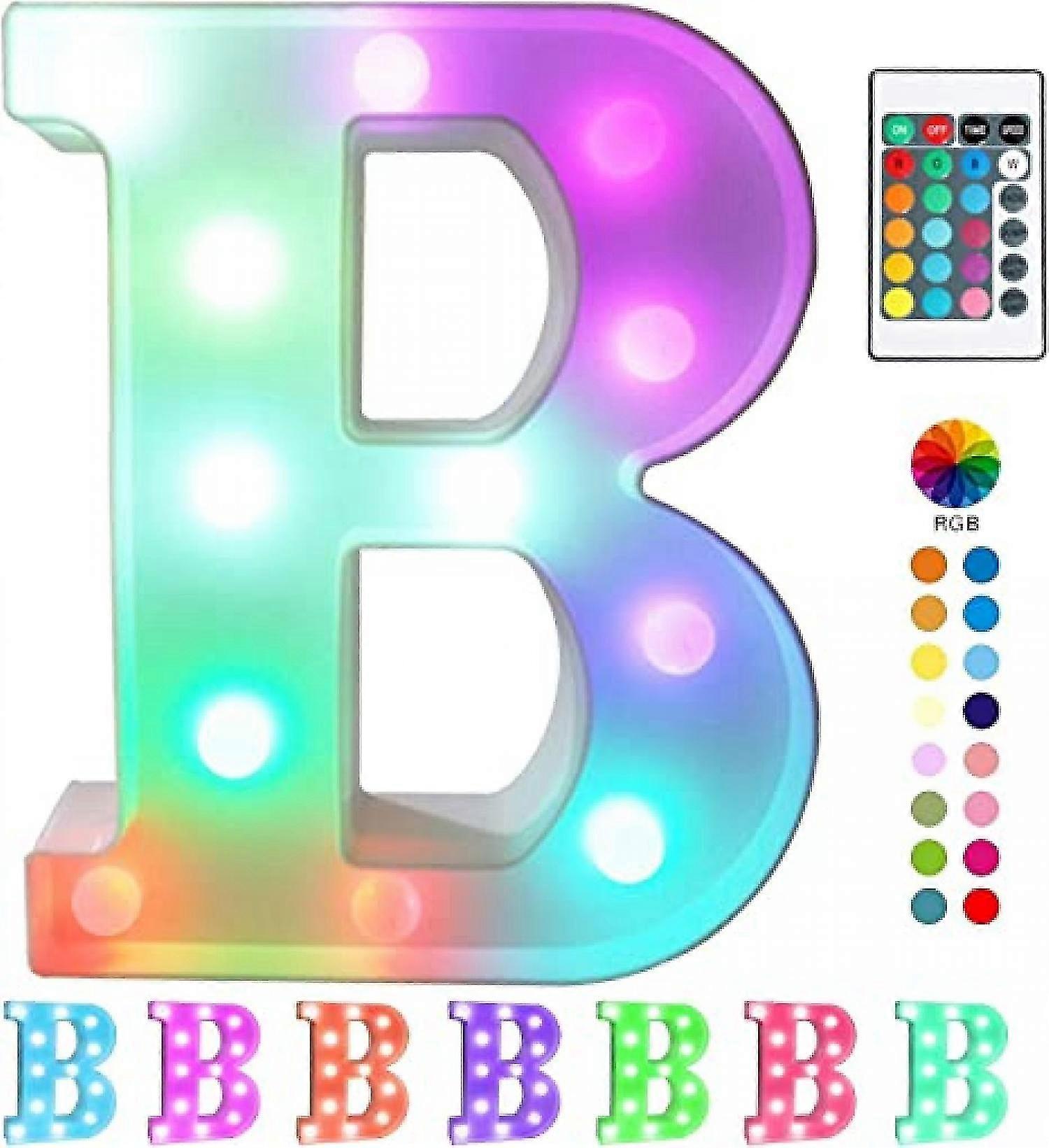 Qinwei Colorful Led Marquee Letter Lights With Remote Light Up Marquee Signs Party Bar Letters With Lights Decorations For The Home --- Multicolor B