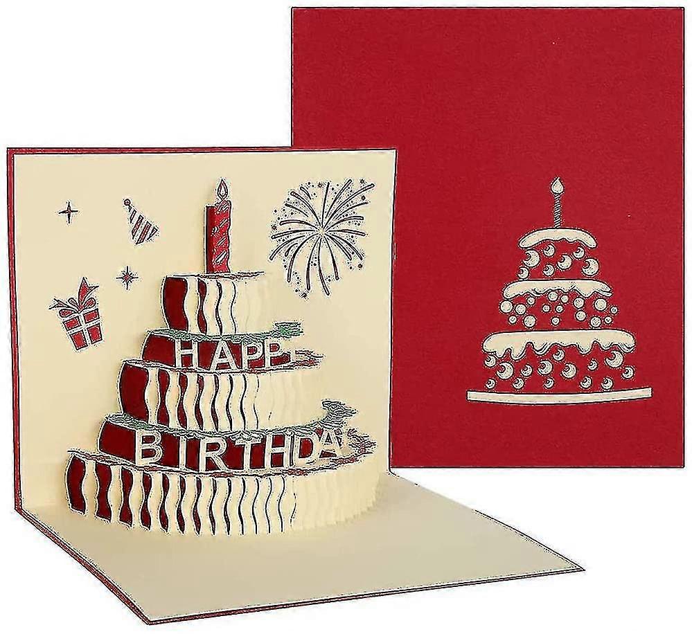 Birthday Pop-up Greeting Card, 3d Three-dimensional Cake Postcard