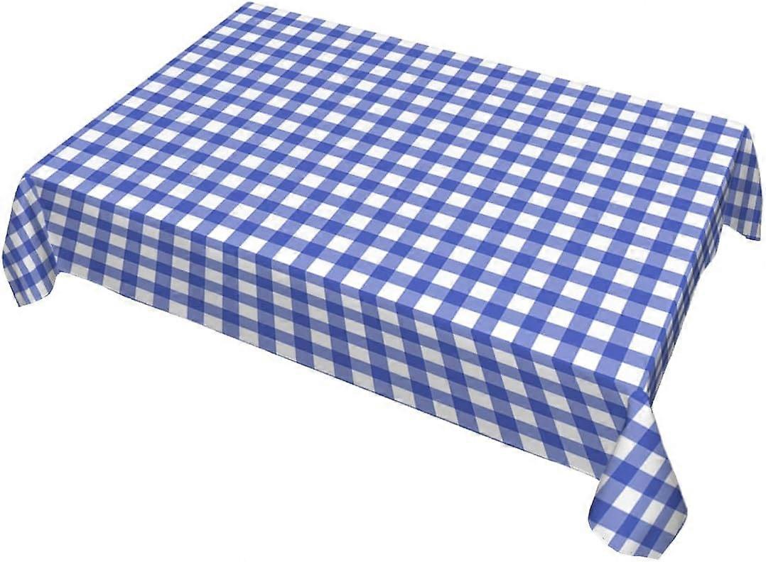Decorative Rectangle Table Cloths Blue and White Gingham Plaid Tablecloth Table Cover for Dining/BBQ/Picnic/Coffee Table 52 X 70 Inches