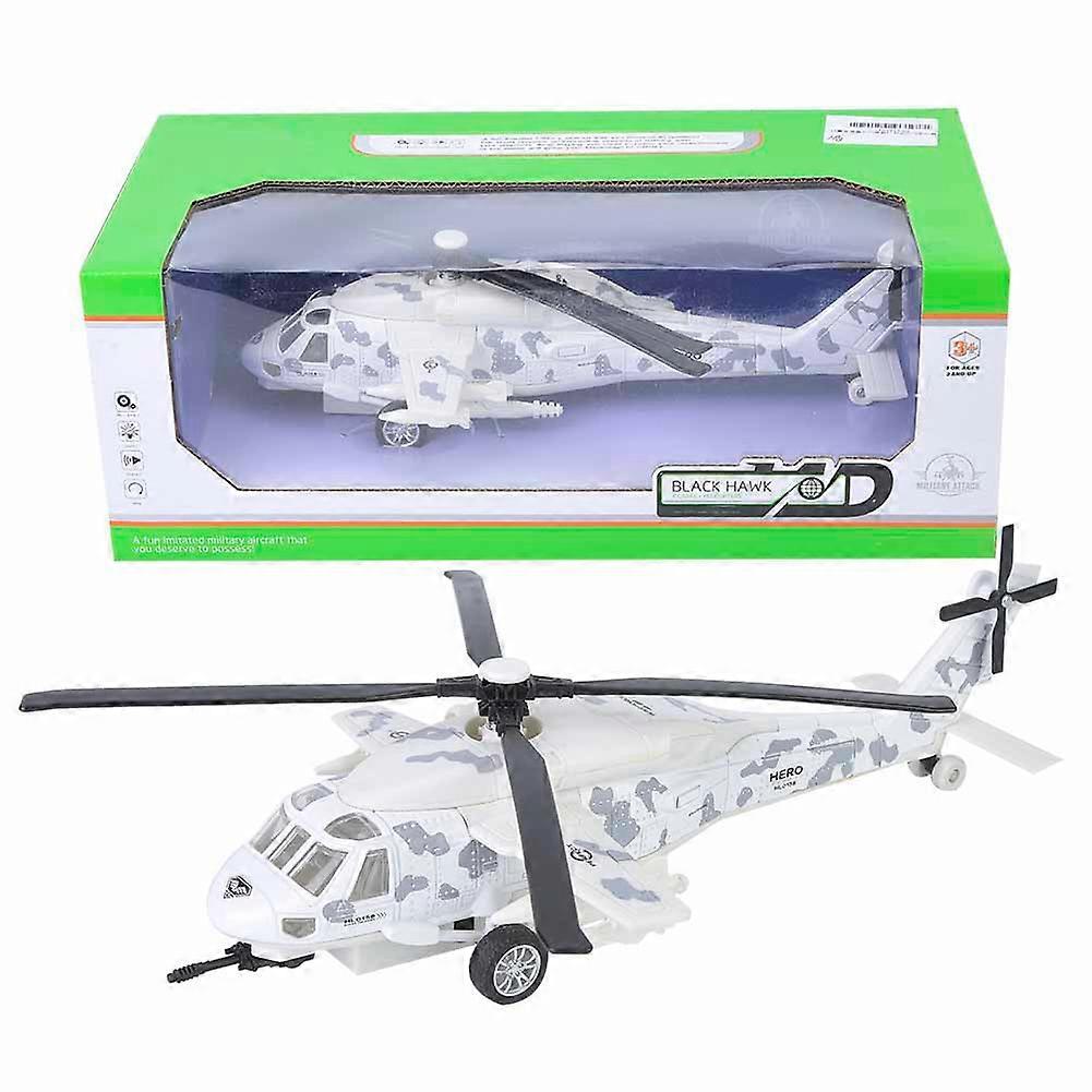 Children Simulation Pull Back Toy Helicopter Aircraft Model with Light Sound(White)