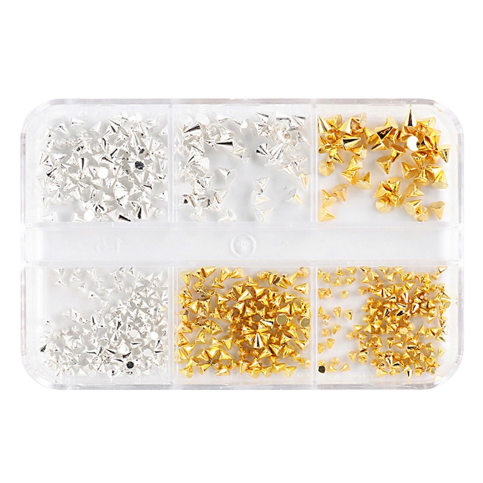 1 Box 6 Grid Mini Metal Nail Charms Easy to Use Unique Nail Art Decorations for Beginners Professionals