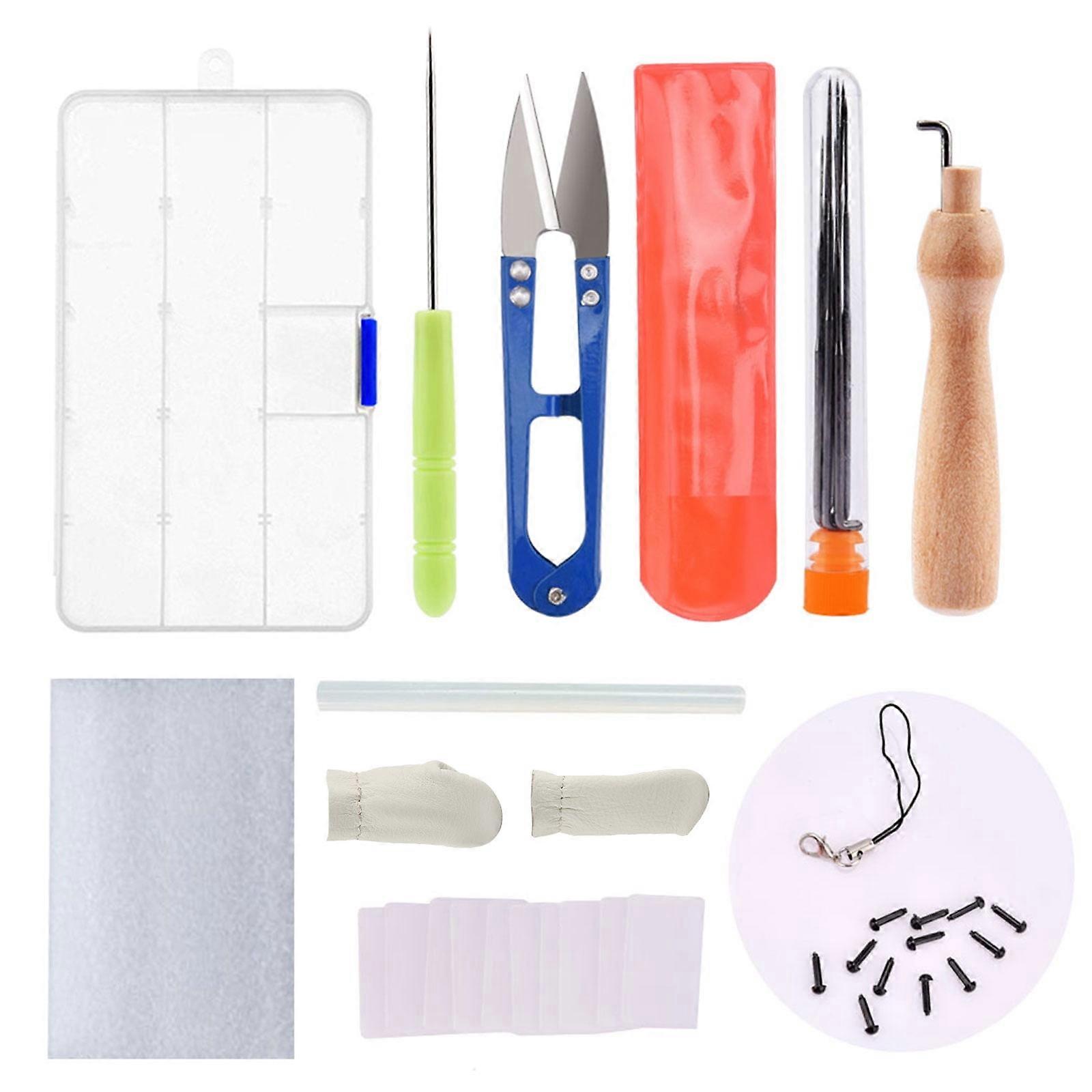 Felting Needle with Needles Tool, Craft Wool Felt Stitch Punch Tool with Handle Felting Needles Tool with Finger Cots