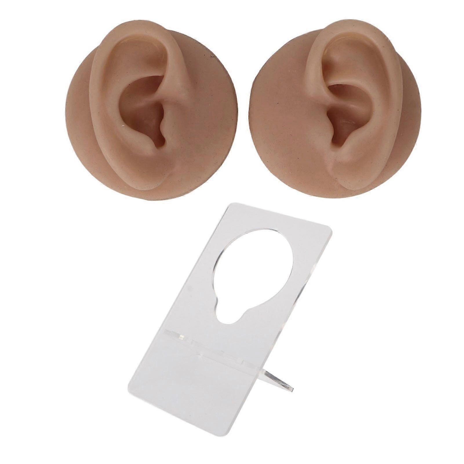 Ear Model Soft Silicone High Simulation Clear Structure Human Ear Model for Piercing Practice Dark Skin Color