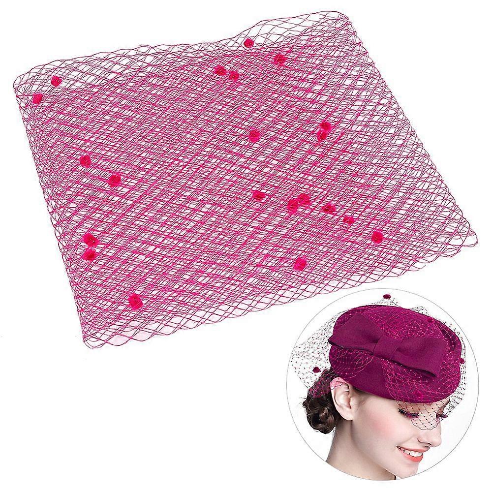Polyester Birdcage Bridal Veil Netting with Chenille Dot Mesh Tulle Fabric for DIY Veils Blushers Fascinators Misty Rose 17-3/4 inch(450mm)