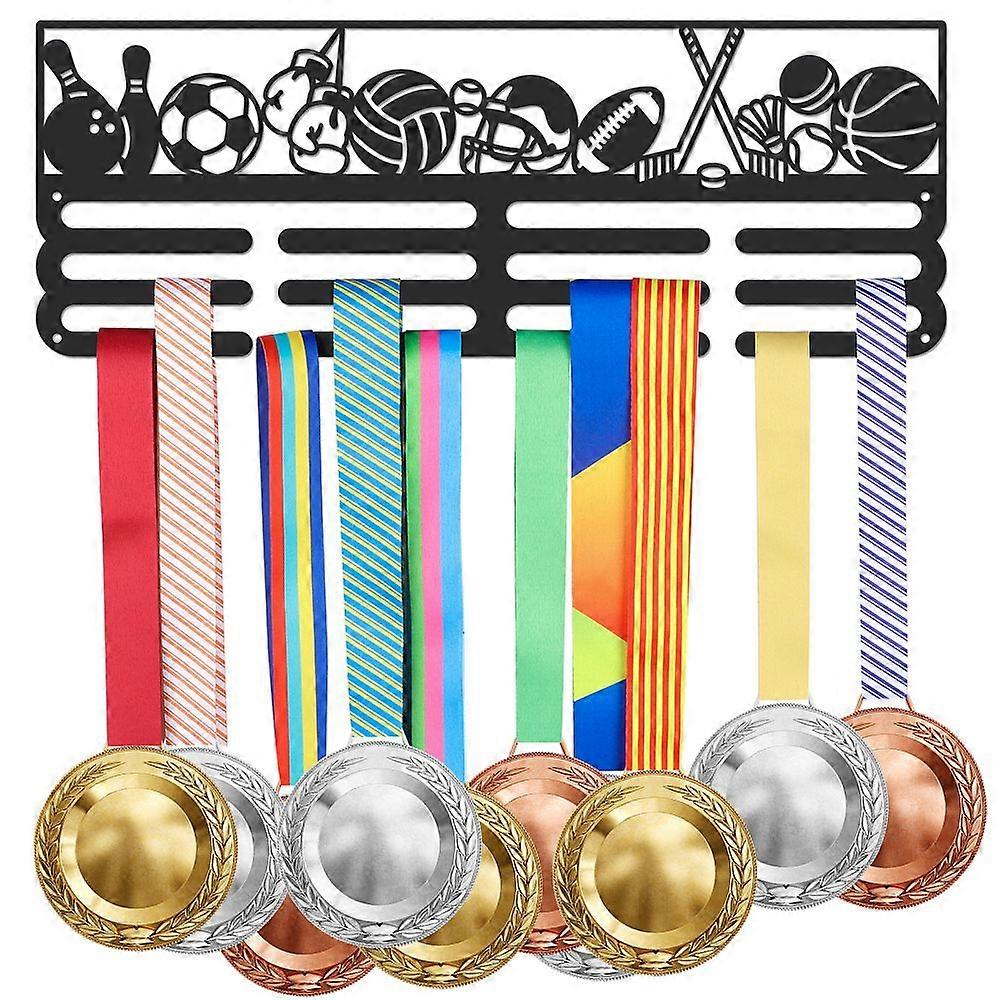 ファッションアイアンメダルハンガーホルダーディスプレイウォールラックネジ付きスポーツテーマパターン150x400mm