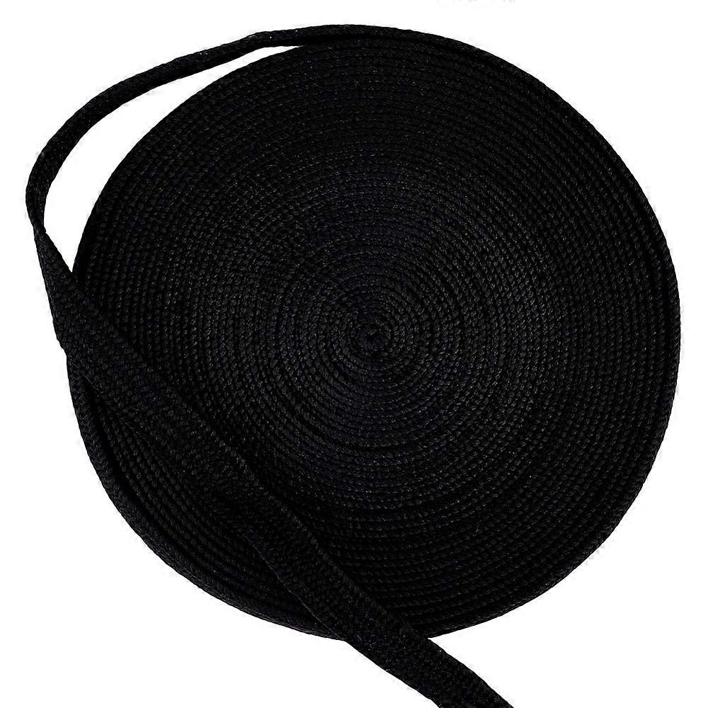 Cotton & Silk Blended Yarns Cord for Handle Flat Black 13mm about 7.66 Yards(7m)/Roll