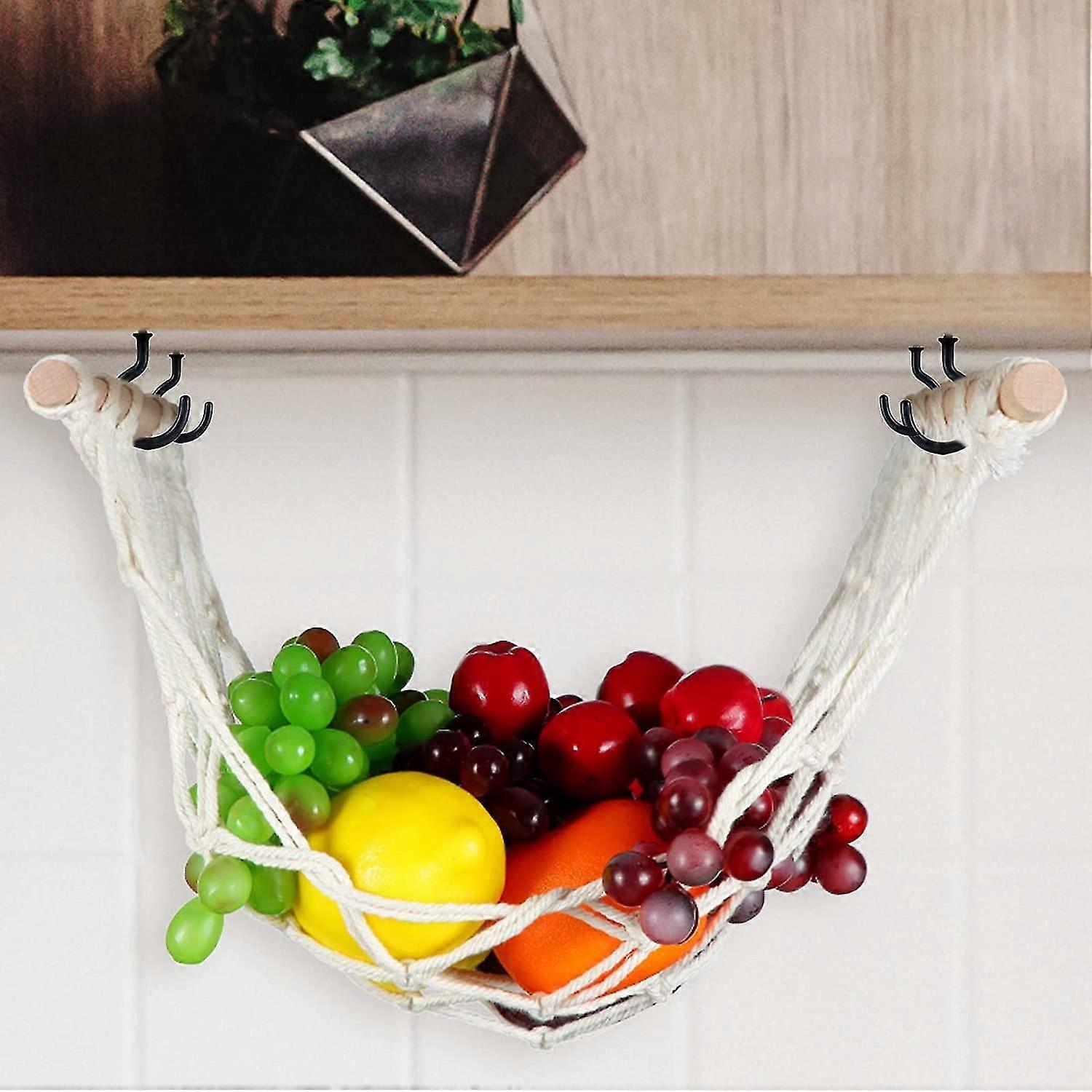 Macrame Fruit Vegetable And Fruit Hammo Bohan Handwoven Hammos Hanging Kitchen Produce Storage Kitchen Counter Sp Saving Handmade Decor For