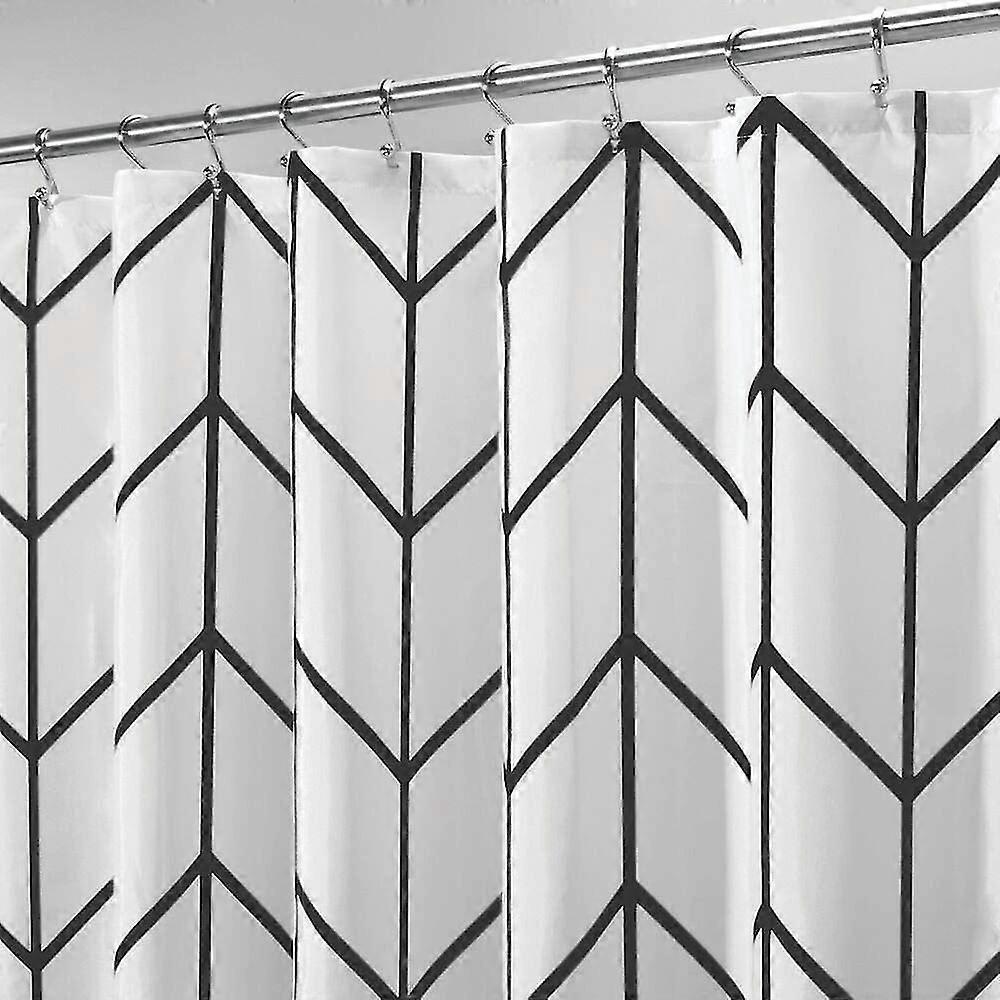 Hotel Quality Shower Curtain - Decorative Herringbone Print - Easy Care Fabric - Reinforced Buttonholes