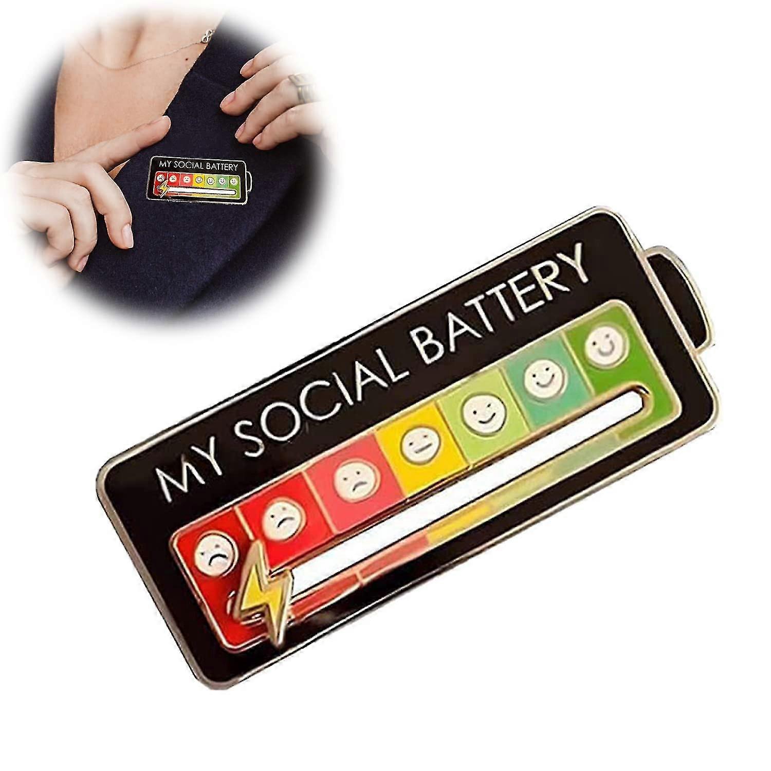 Fun Social Mood Pin 7 Days, Social Battery Lapel Pin, Interactive Mood Pin, Anxiety Badge Mood Expression Pin Gift For Introverts-YKY416