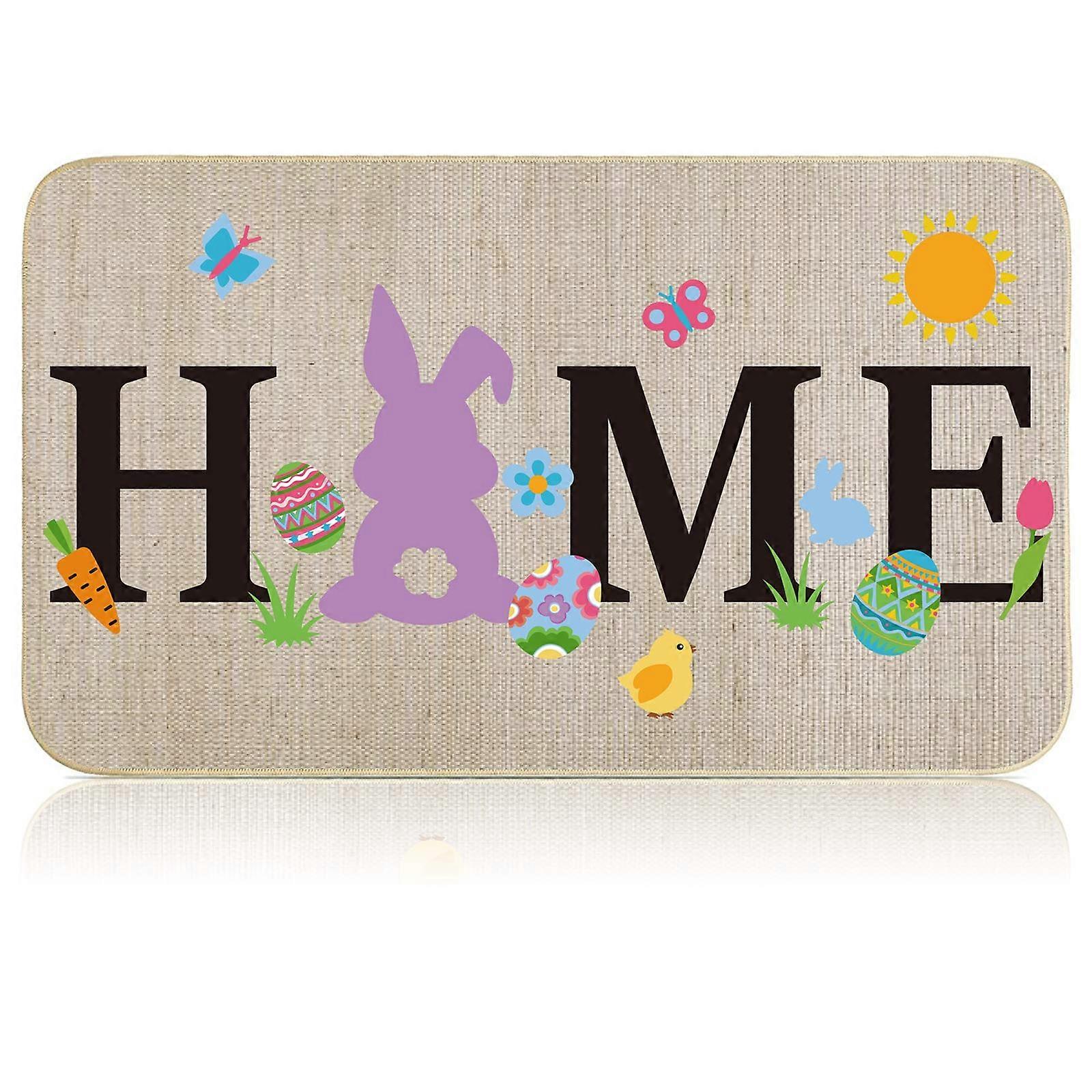 Happy Easter Bunny Mat Non-Slip Washable Rug Pads Decorative Floor Mat