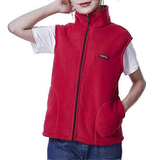 Women Vest Stand Collar Neck Color Zipper Protection Sleeveless Pure Closure Cardigan Thick Plush Soft Pockets Mid-aged Mother