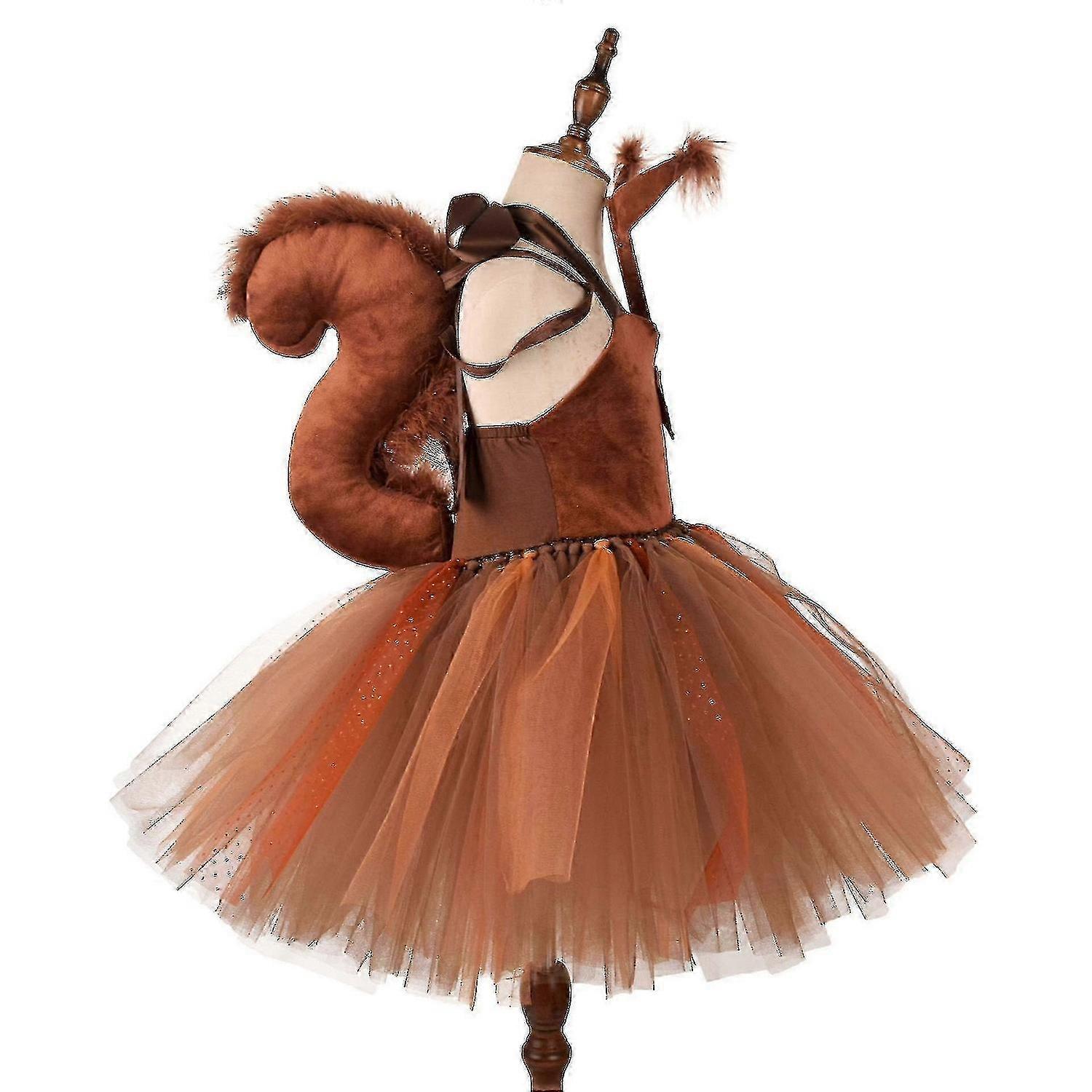 子供の日のロールプレイングとパフォーマンスのための子供のリスの動物のドレス