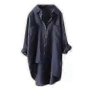 Kvinders bluser, hør løs oversized skjorte f74