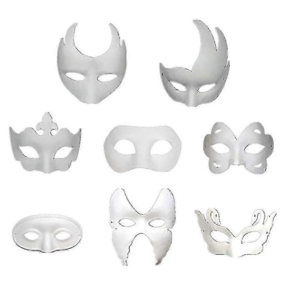 6 Pcs Plain White DIY Masquerade Face Masks for Halloween